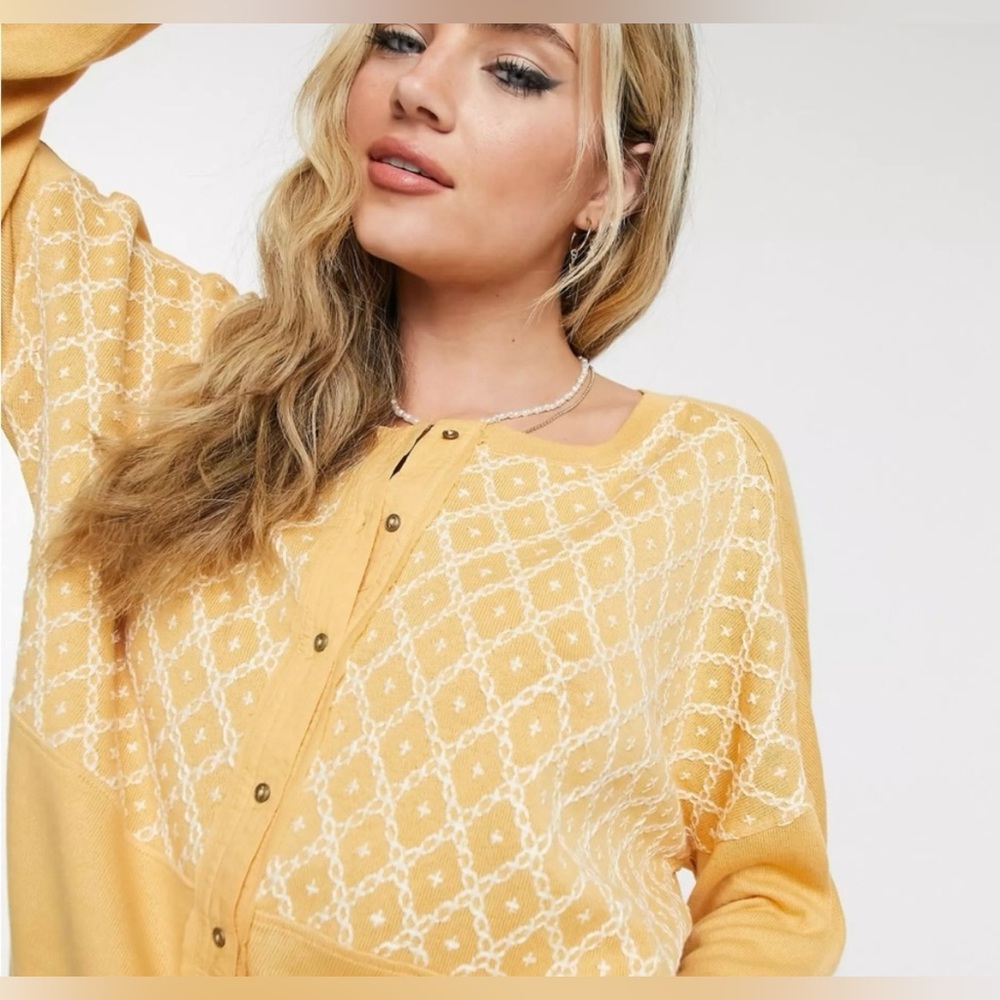 Free People Henley Embroidered Long Sleeve - Picture 4 of 13
